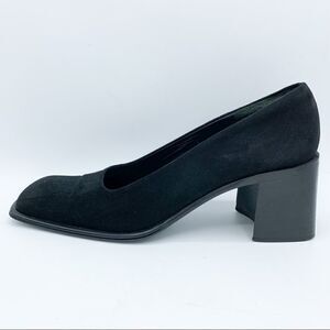 Via Spiga Black Block Heel Square Toe‎ Suede Pumps 9 Narrow